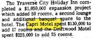 Capri Motel - Dec 1977 Article On Expansion
